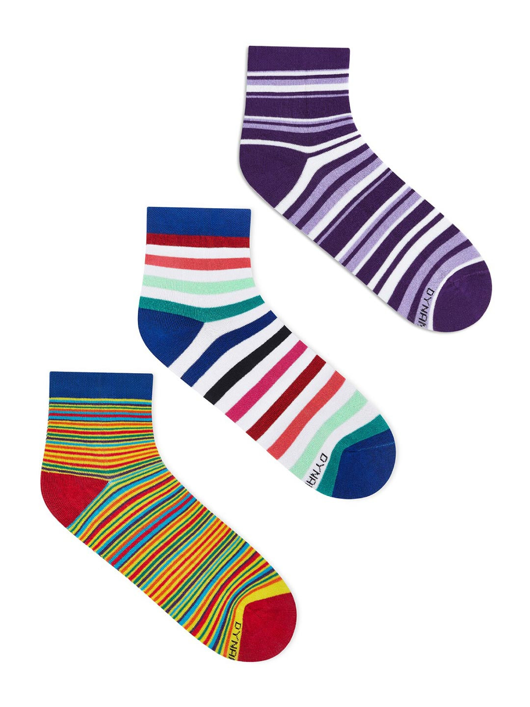 

Dynamocks Pack of 3 Striped Ankle-Length socks, Blue