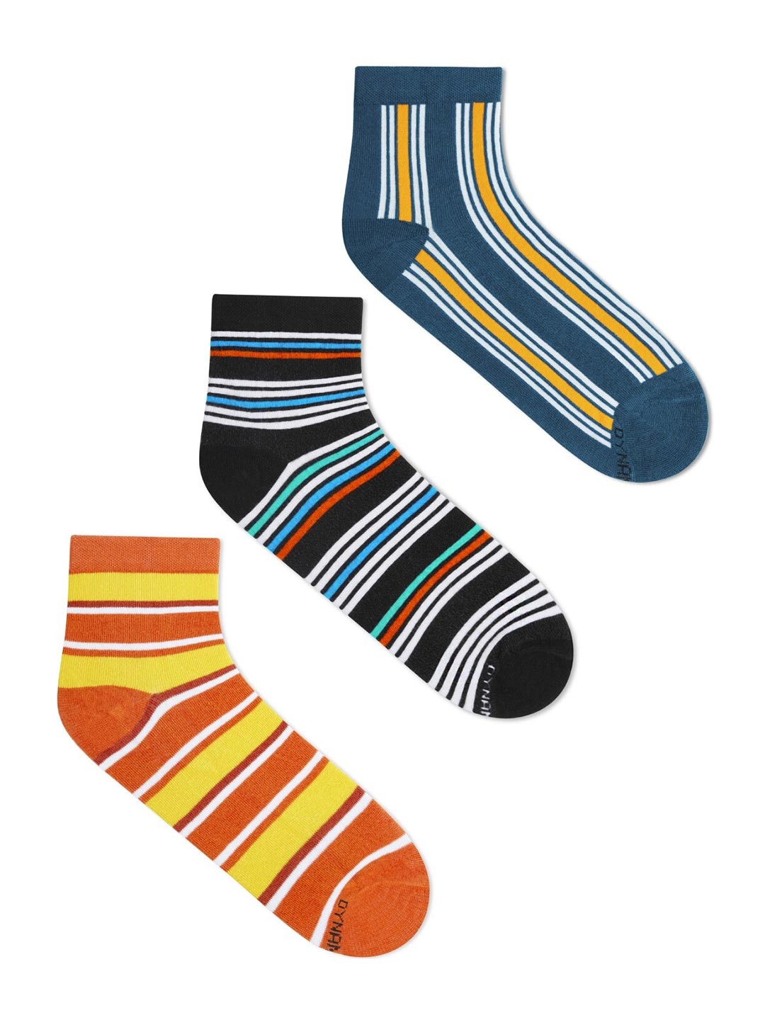 

Dynamocks Unisex Pack of 3 Striped Ankle-Length Socks, Yellow