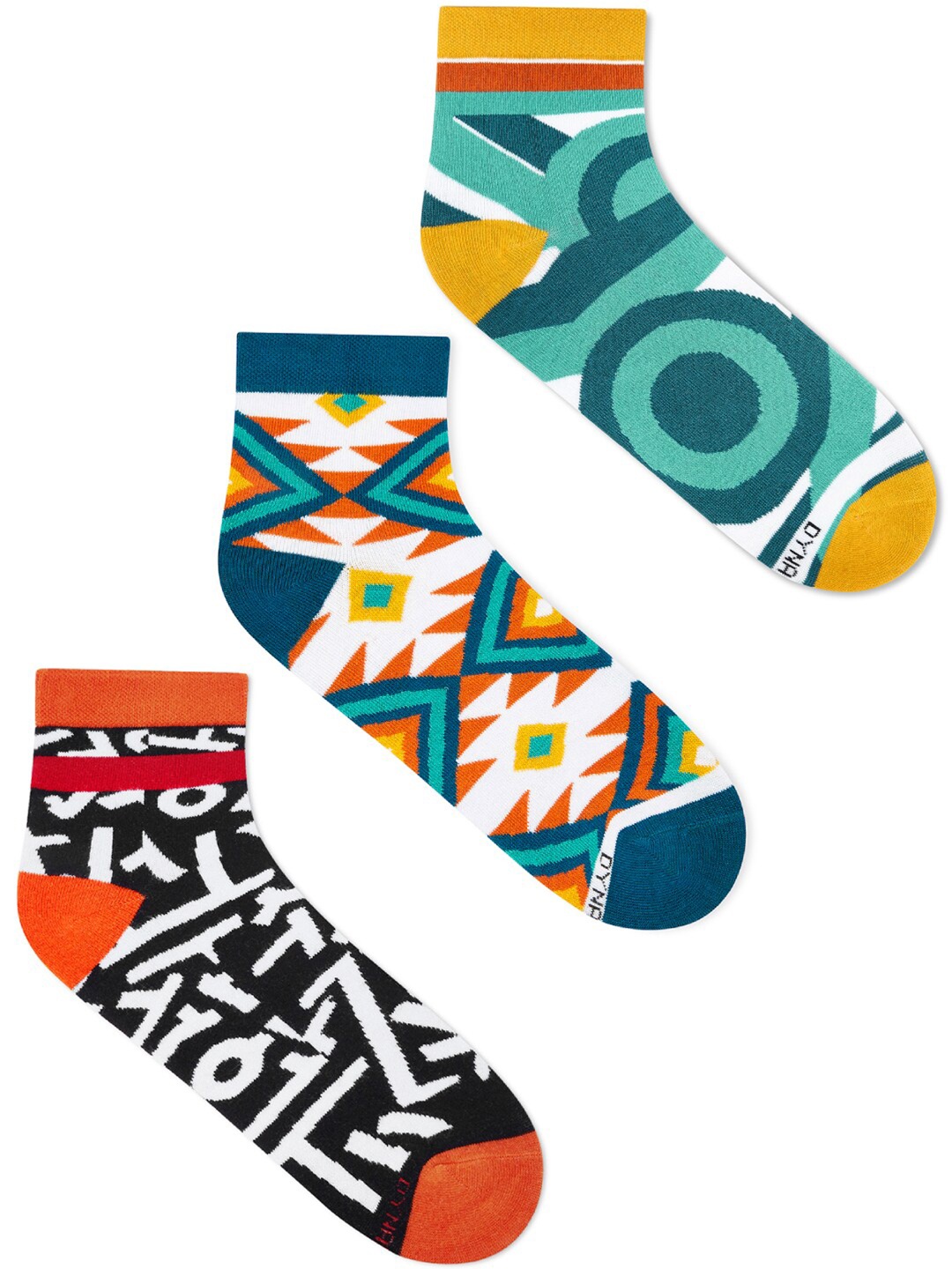 

Dynamocks Unisex Pack of 3 Patterned Ankle Length Cotton Socks, Grey
