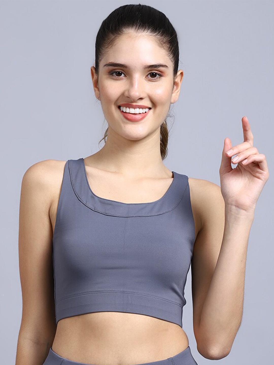 

PERFKT-U Full Coverage Rapid Dry Workout Bra with Anti Microbial, Grey