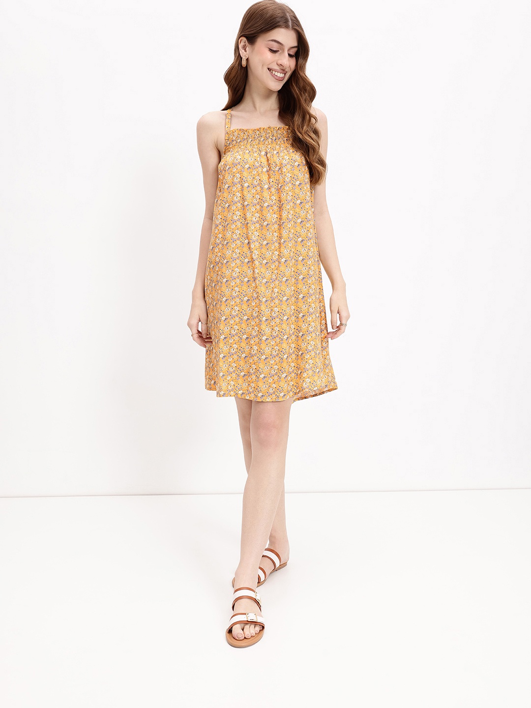 

DressBerry Bustling Floral Tale Cottagecore Dress, Beige