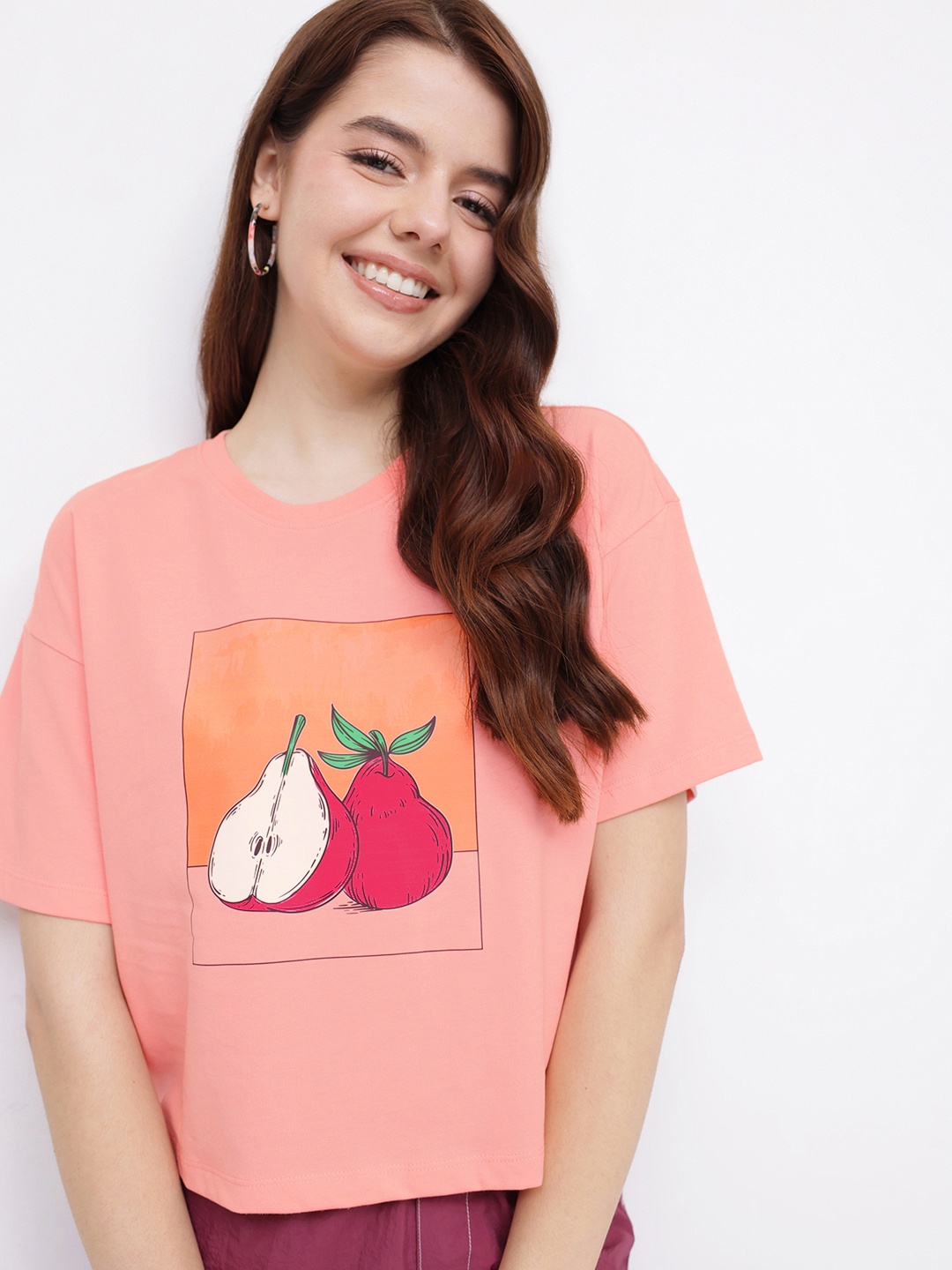 

DressBerry Y2K Fruit Frenzy Printed T-shirt, Peach