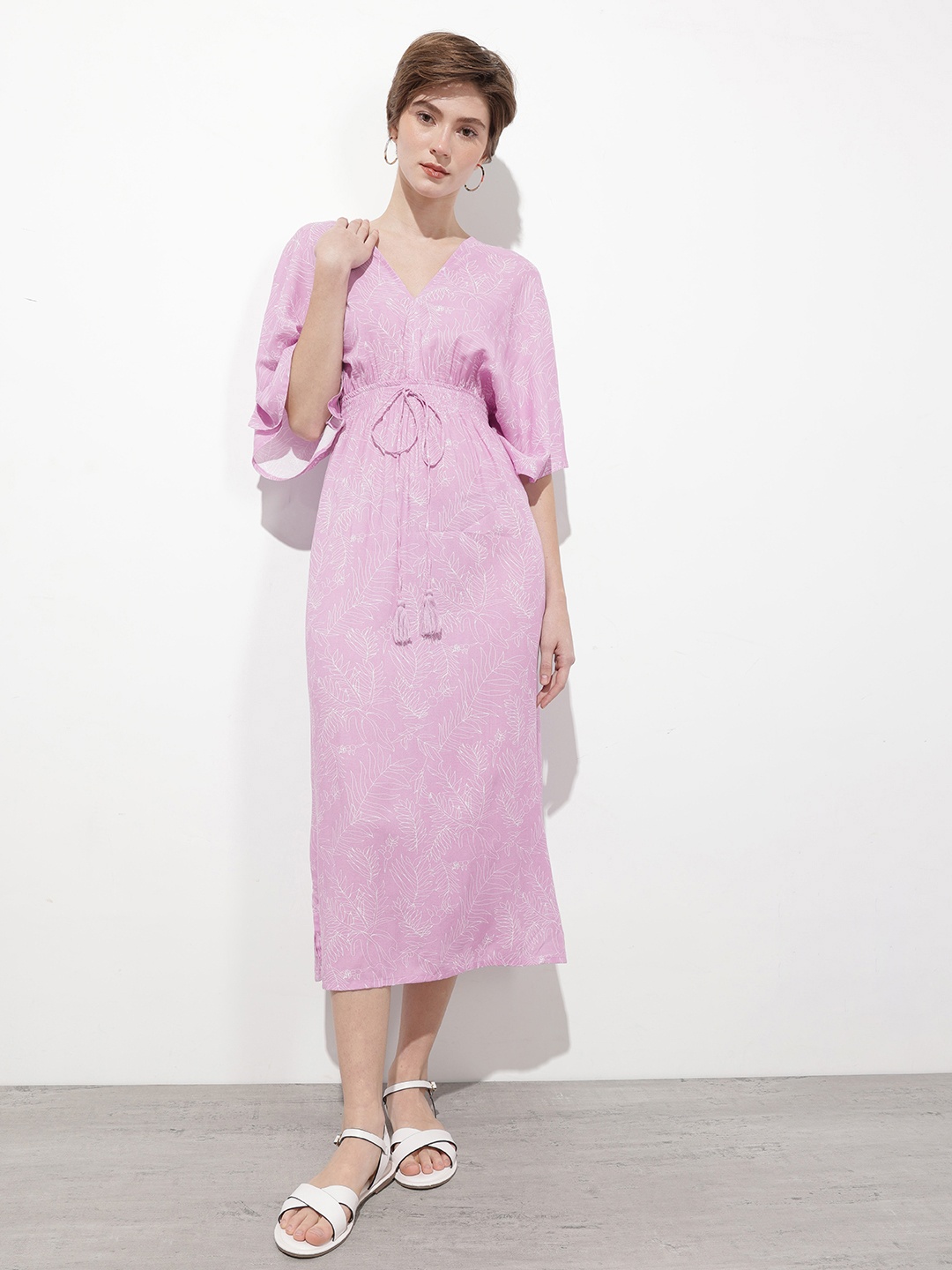 

DressBerry Perfect Vacay Vibes Tropical Printed Maxi Dress, Lavender