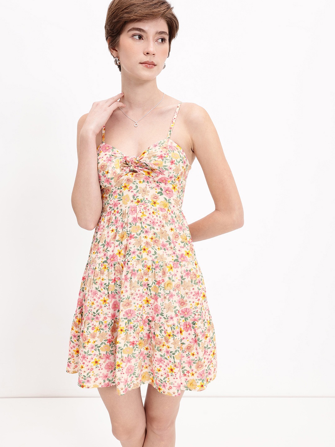 

DressBerry Floral Twist In Summer Chic Dress, Off white