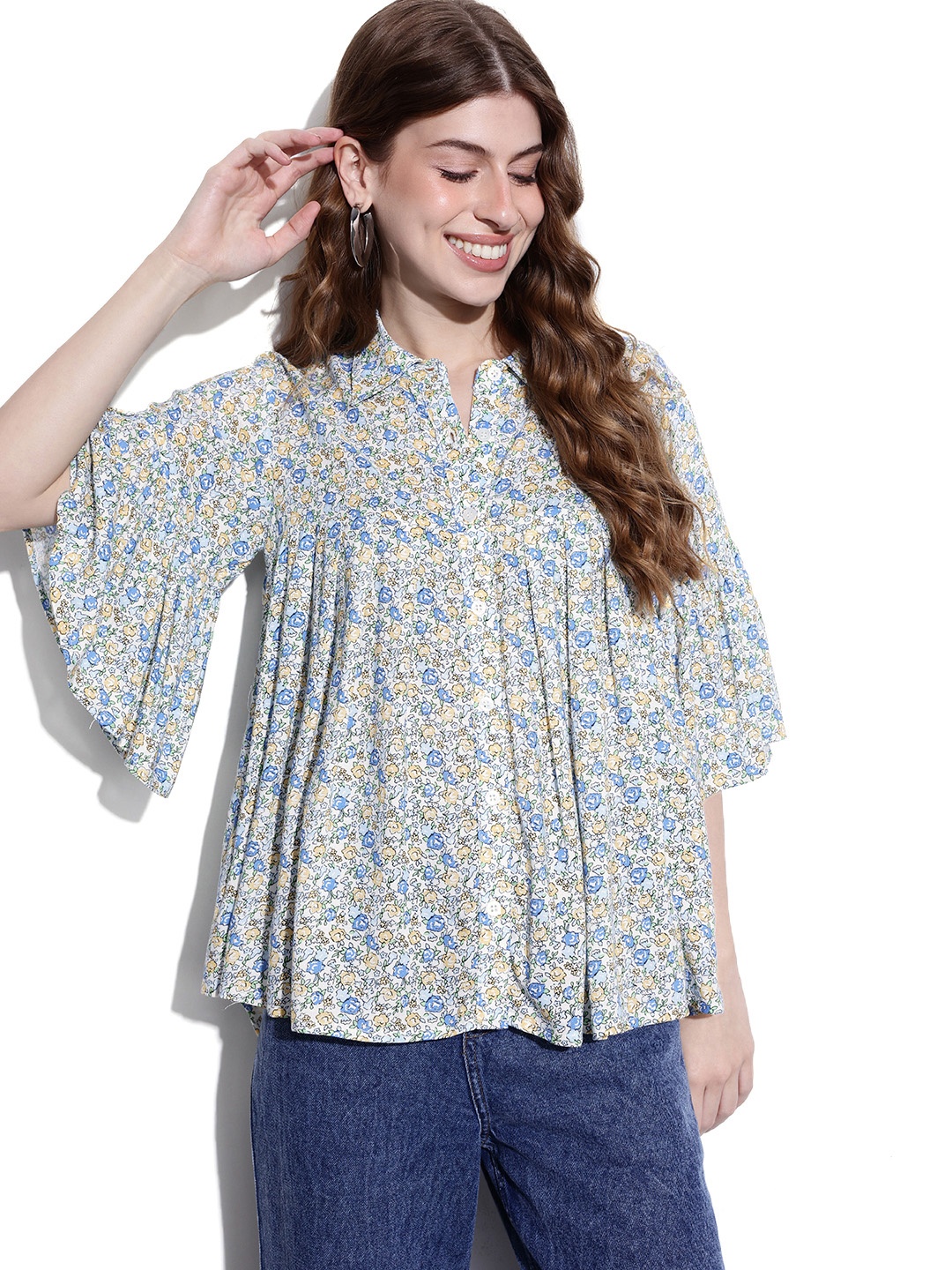 

DressBerry Revival Of Ditsy Floral Peplum Top, Multi