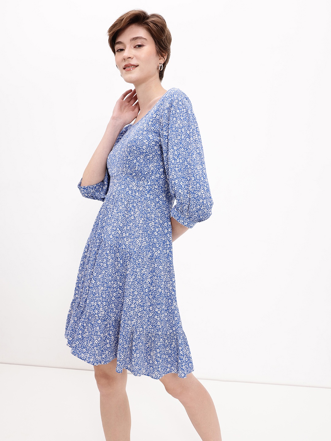 

DressBerry Stacked Tiers Floral Frolic Dress, Blue