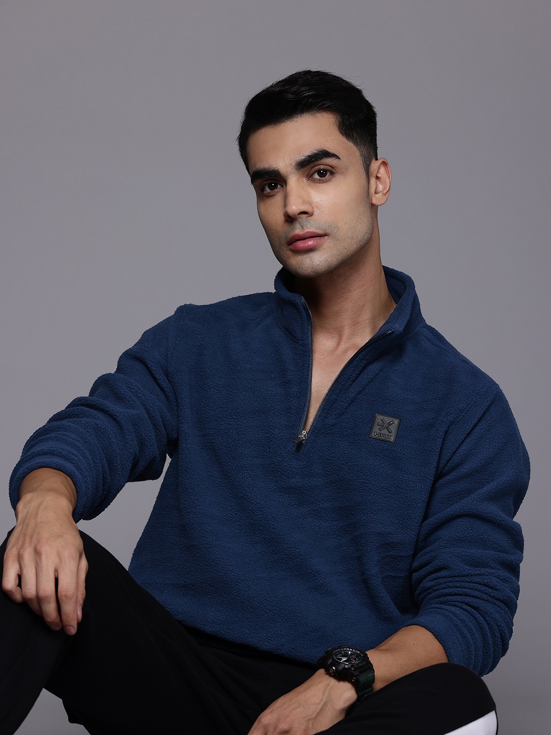 

HRX by Hrithik Roshan Fleece Sweatshirt, Navy blue