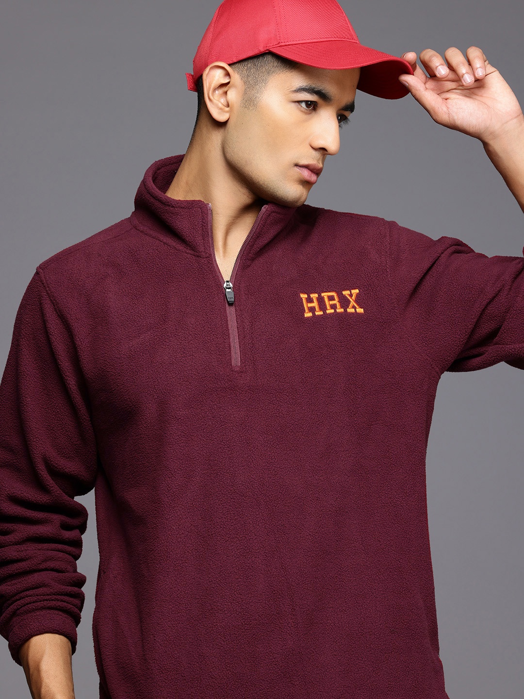 

HRX by Hrithik Roshan Fleece Lifestyle Sweatshirt, Maroon