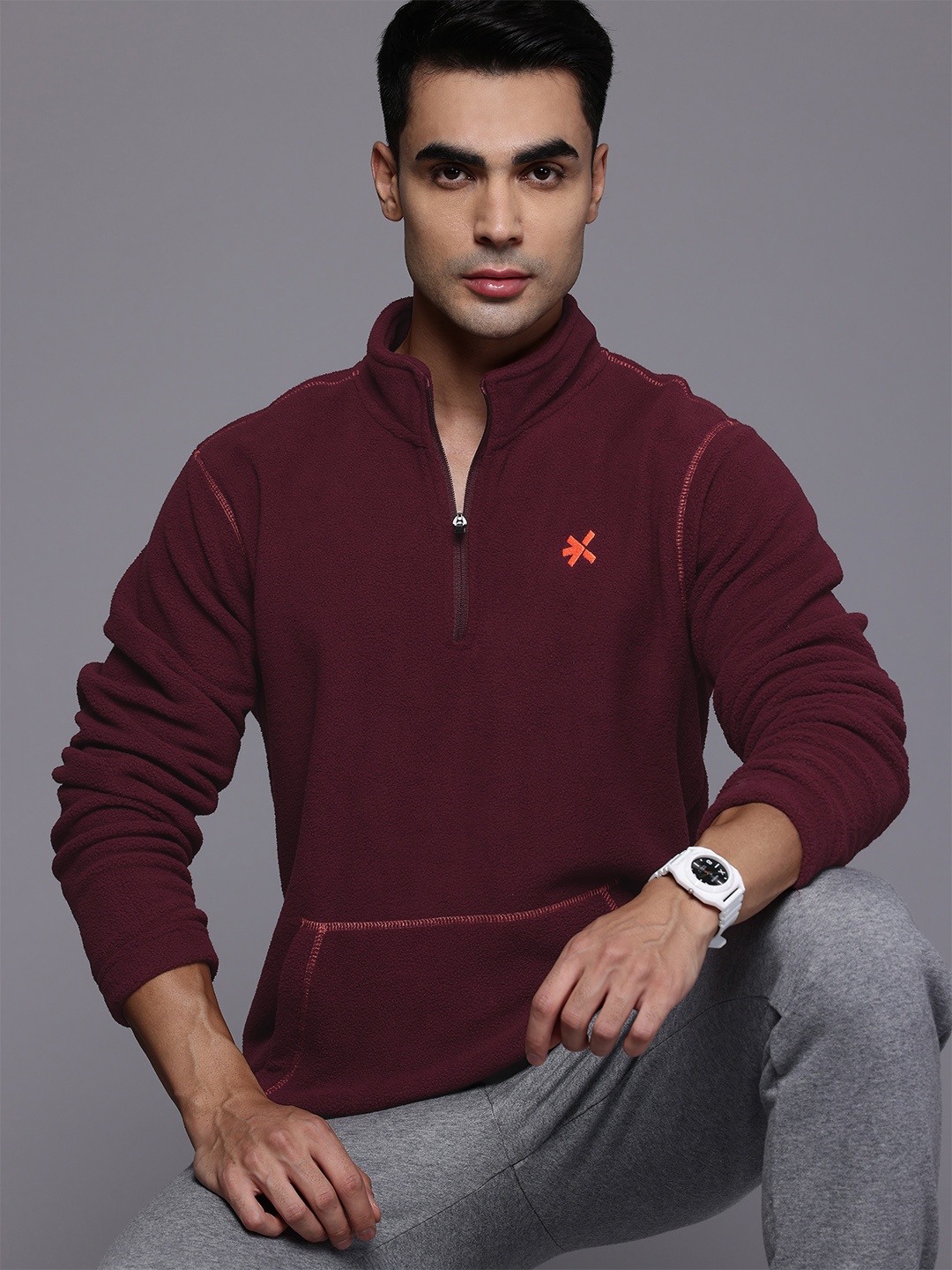 

HRX by Hrithik Roshan Fleece Sweatshirt, Burgundy