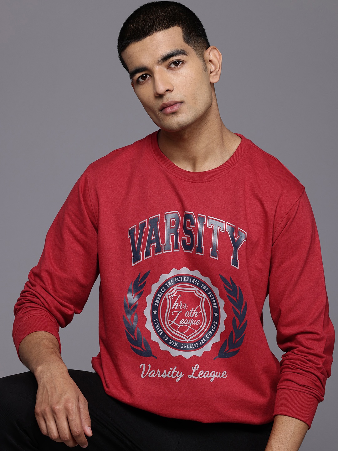 

HRX by Hrithik Roshan Printed Pullover Sweatshirt, Red