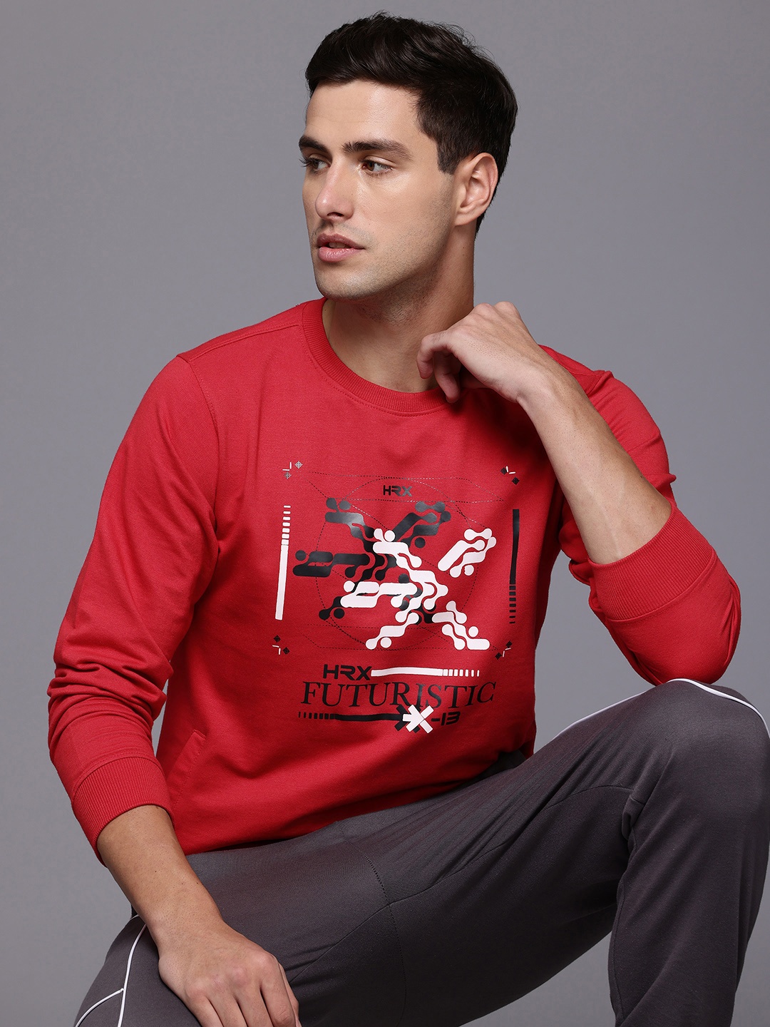 

HRX by Hrithik Roshan Printed Lifestyle Sweatshirt, Red