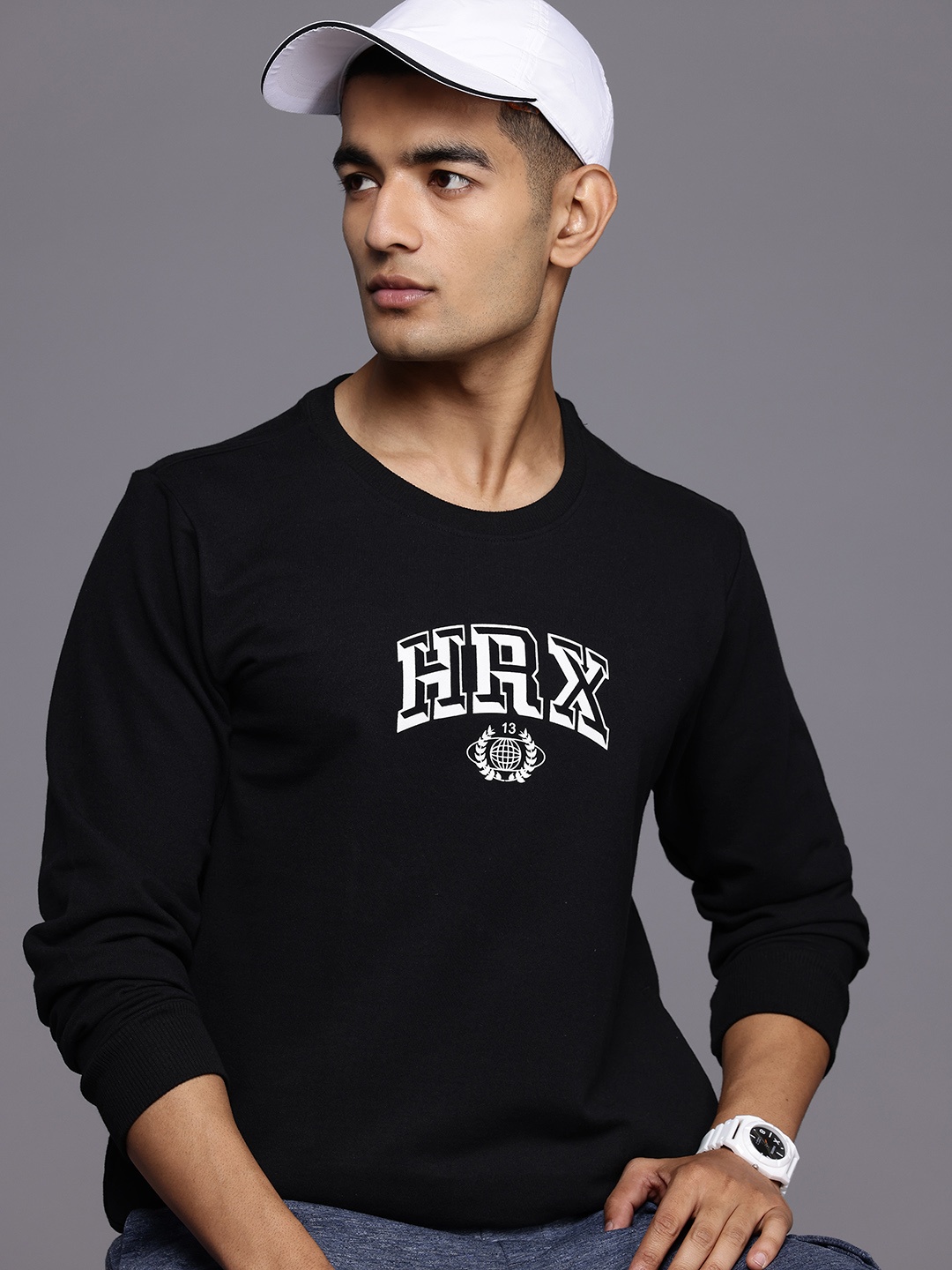 

HRX by Hrithik Roshan Logo Printed Casual Sweatshirt, Black