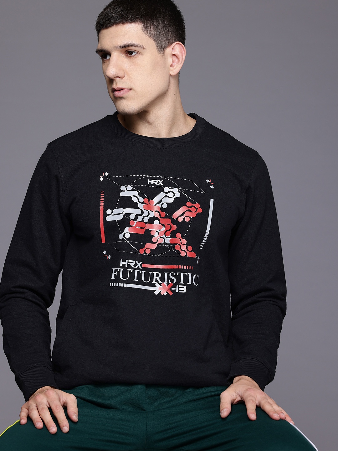

HRX by Hrithik Roshan Printed Lifestyle Sweatshirt, Black