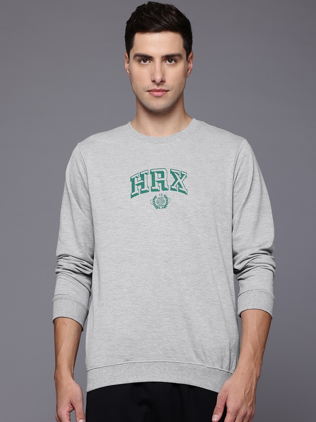 

HRX by Hrithik Roshan Printed Lifestyle Sweatshirt, Grey melange