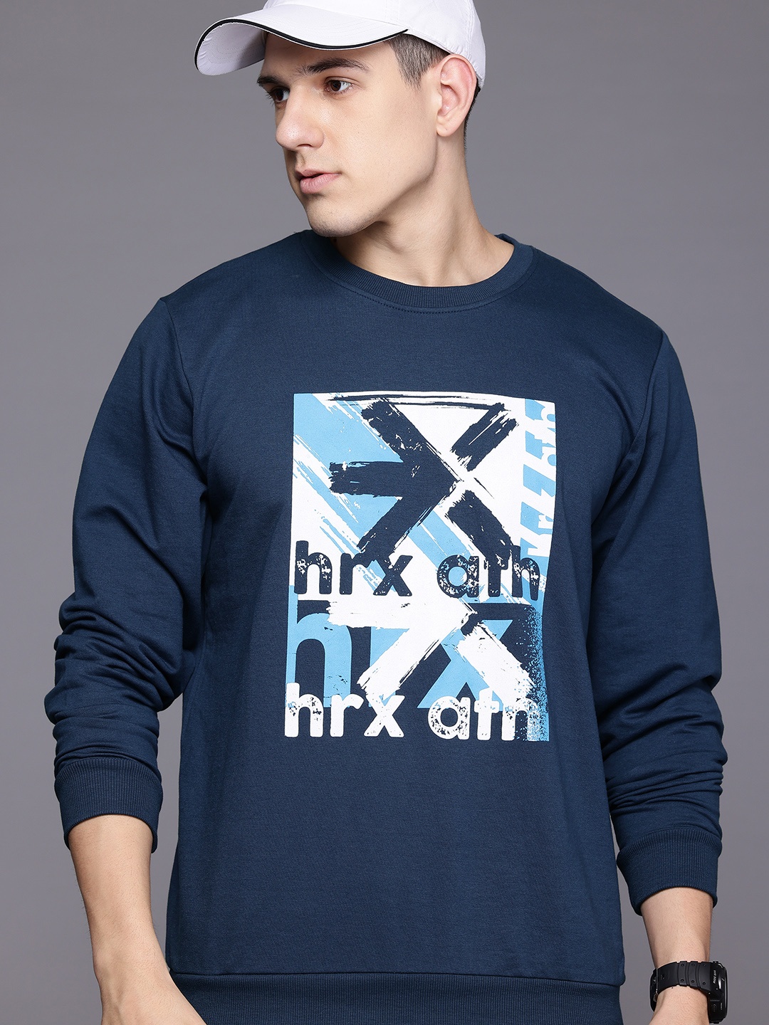 

HRX by Hrithik Roshan Printed Lifestyle Sweatshirt, Navy blue