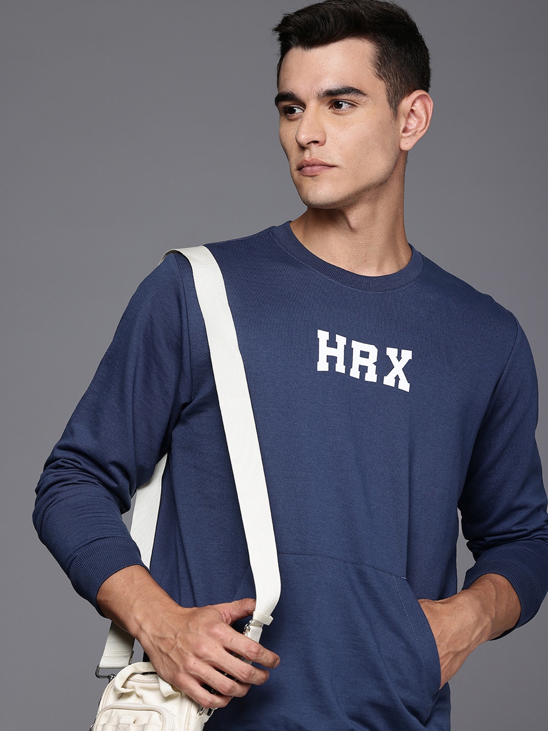 

HRX by Hrithik Roshan Brand Logo Printed Sweatshirt, Blue