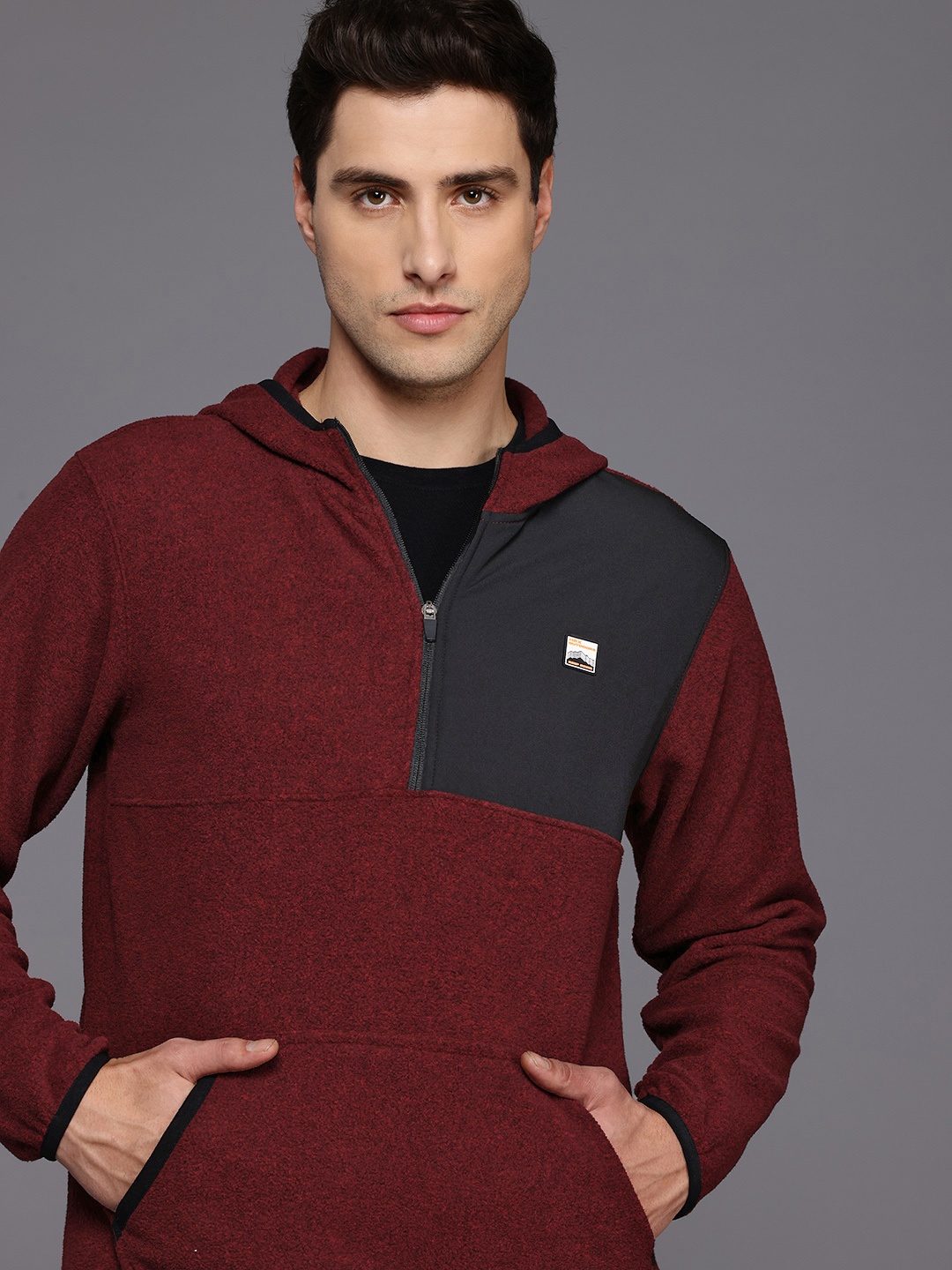 

HRX by Hrithik Roshan Rapid-Dry Hooded Outdoor Sweatshirt, Maroon