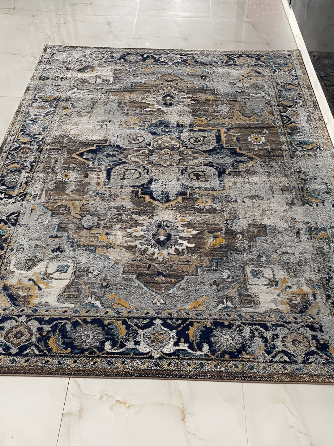

Safiya Carpet Grey Ethnic Motifs Water Resistant Carpets