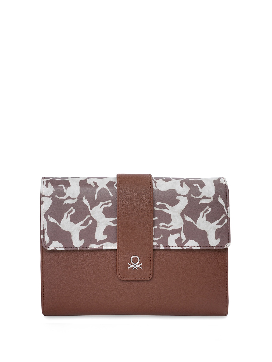 

United Colors of Benetton Printed Structured Sling Bag, Brown