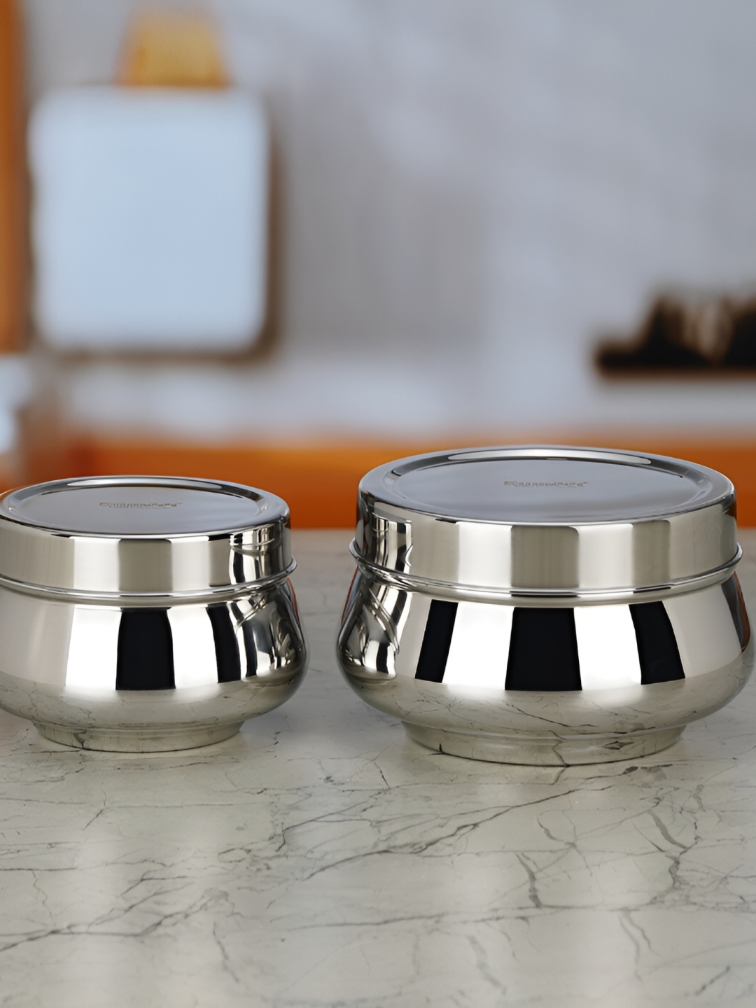 

Sumeet 2 Pieces Stainless Steel Easy to Clean Container Set, Silver
