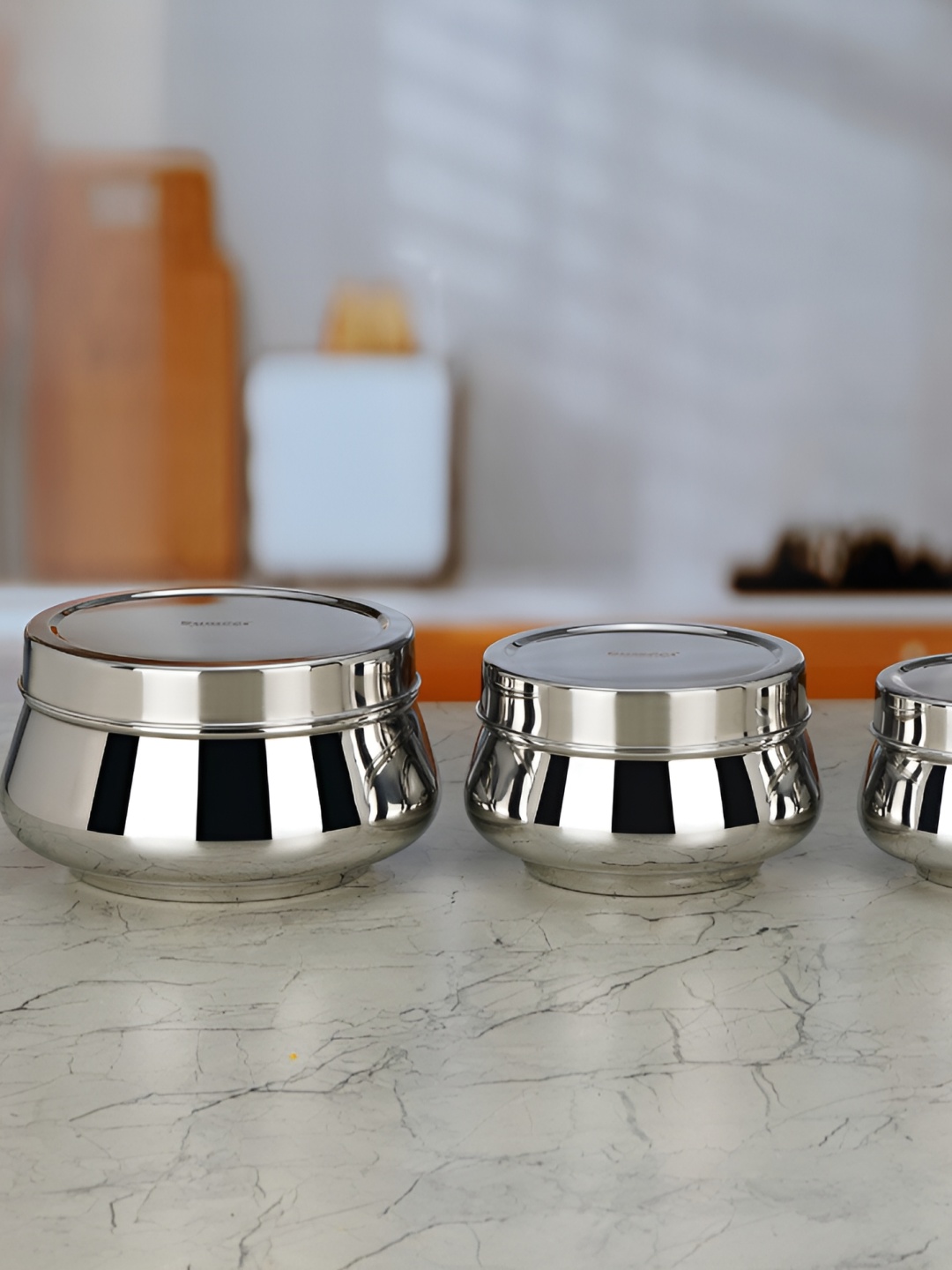 Sumeet 3 Pieces Stainless Steel Easy to Clean Containers Set, Silver