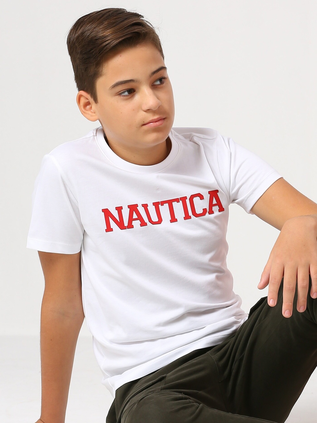 

Nautica Boys Typography Printed Pure Cotton T-shirt, White