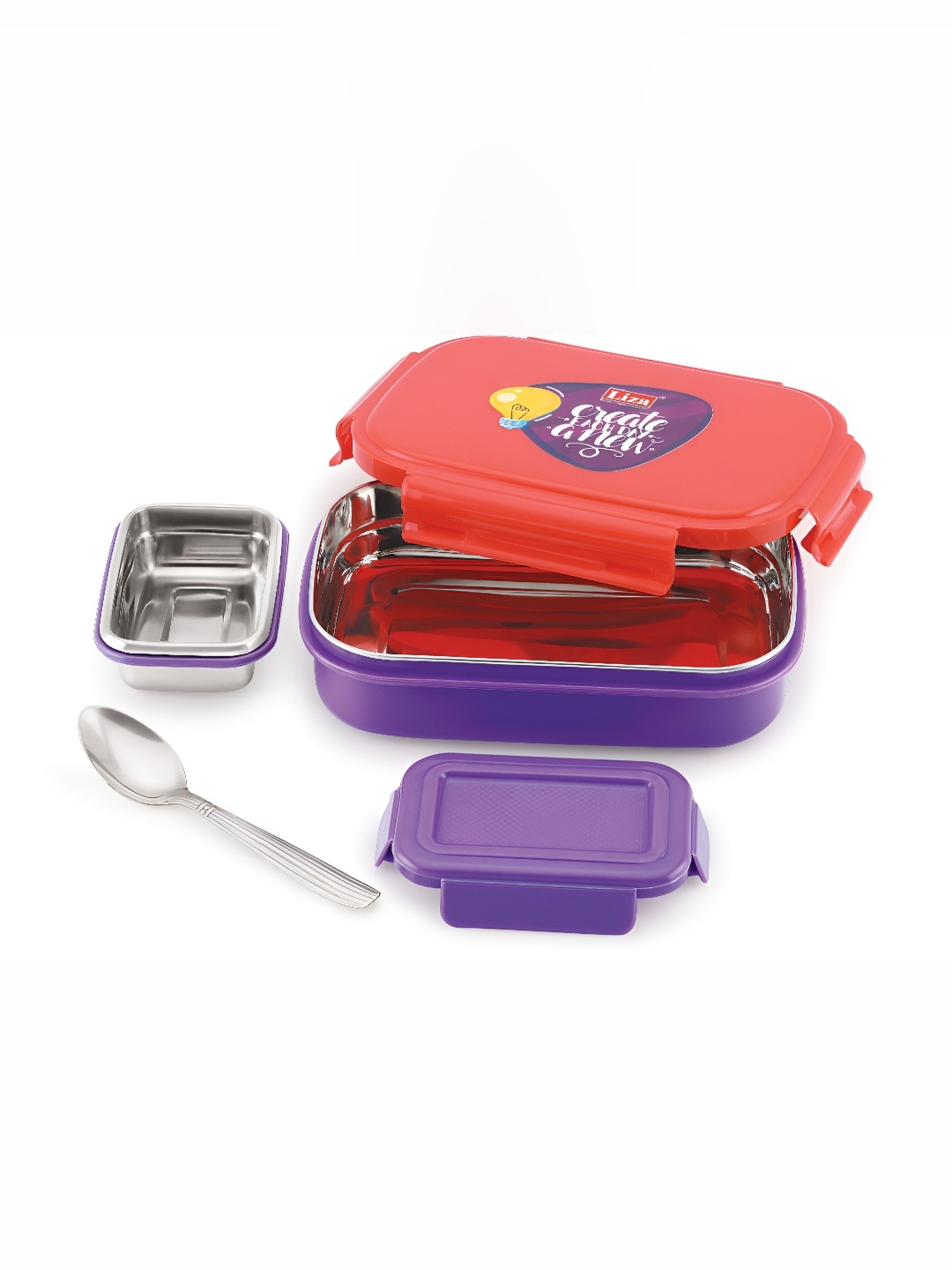 

NABHYA Red & Purple Stainless Steel Lunch Box