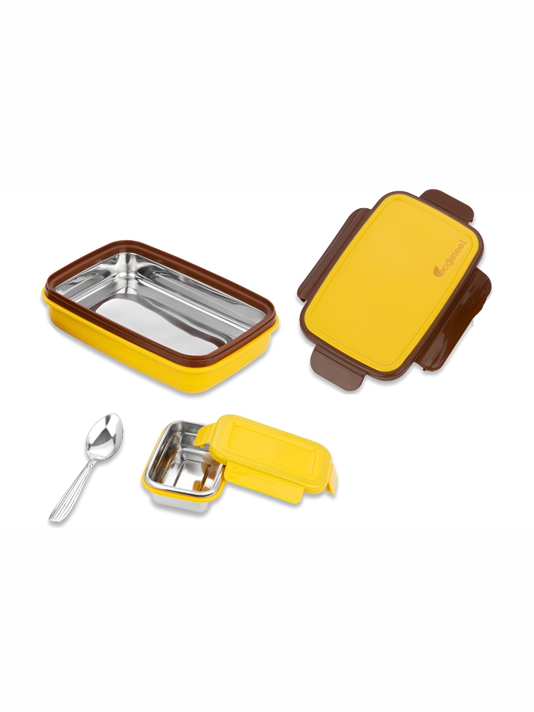 

NABHYA Yellow 2 Pieces Stainless Steel Lunch Box