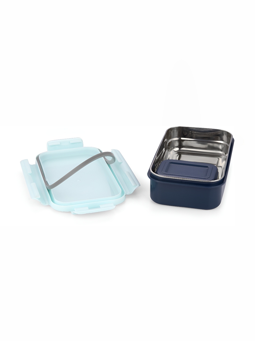 

NABHYA Blue & Grey 2 Pieces Stainless Steel Leak Proof Lunch Box