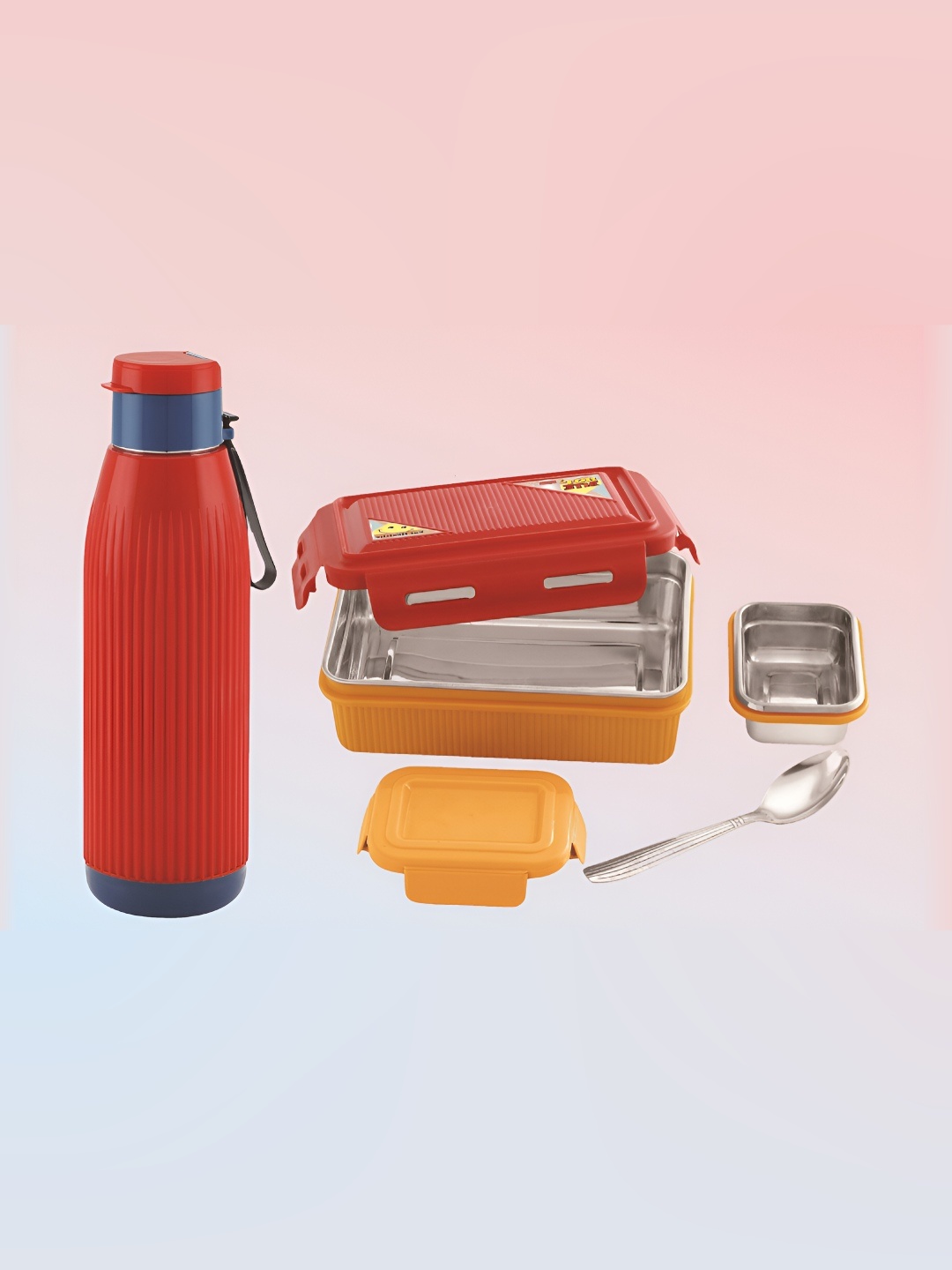 

NABHYA Red 2 Pieces Dishwasher Safe Lunch Box & Bottle 600ml