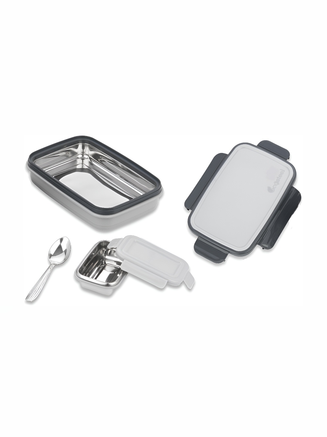 

NABHYA Grey & White Dishwasher Safe Lunch Box 900ml