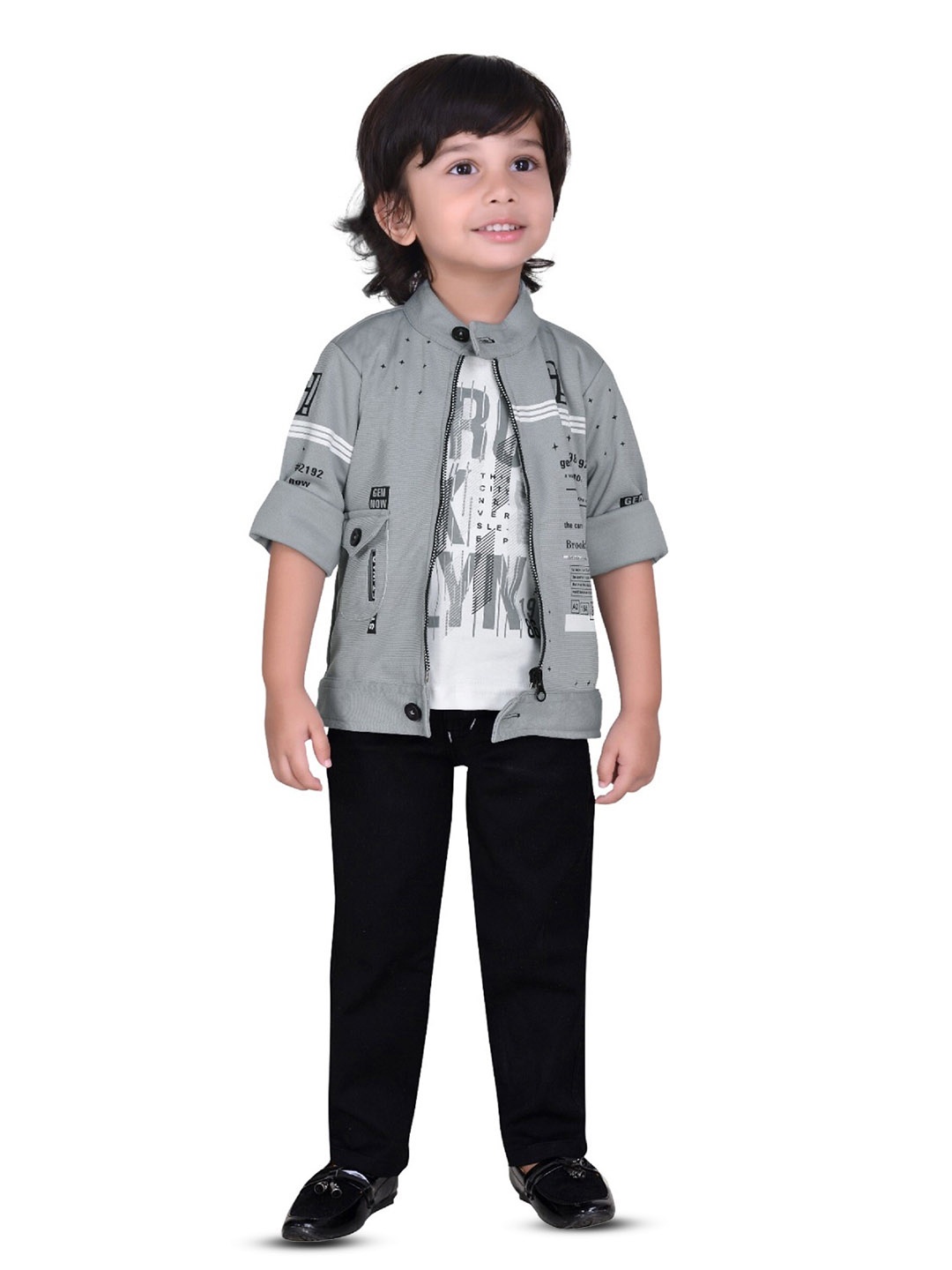 

BAESD Boys Printed Round Neck T-shirt With Trouser, Grey