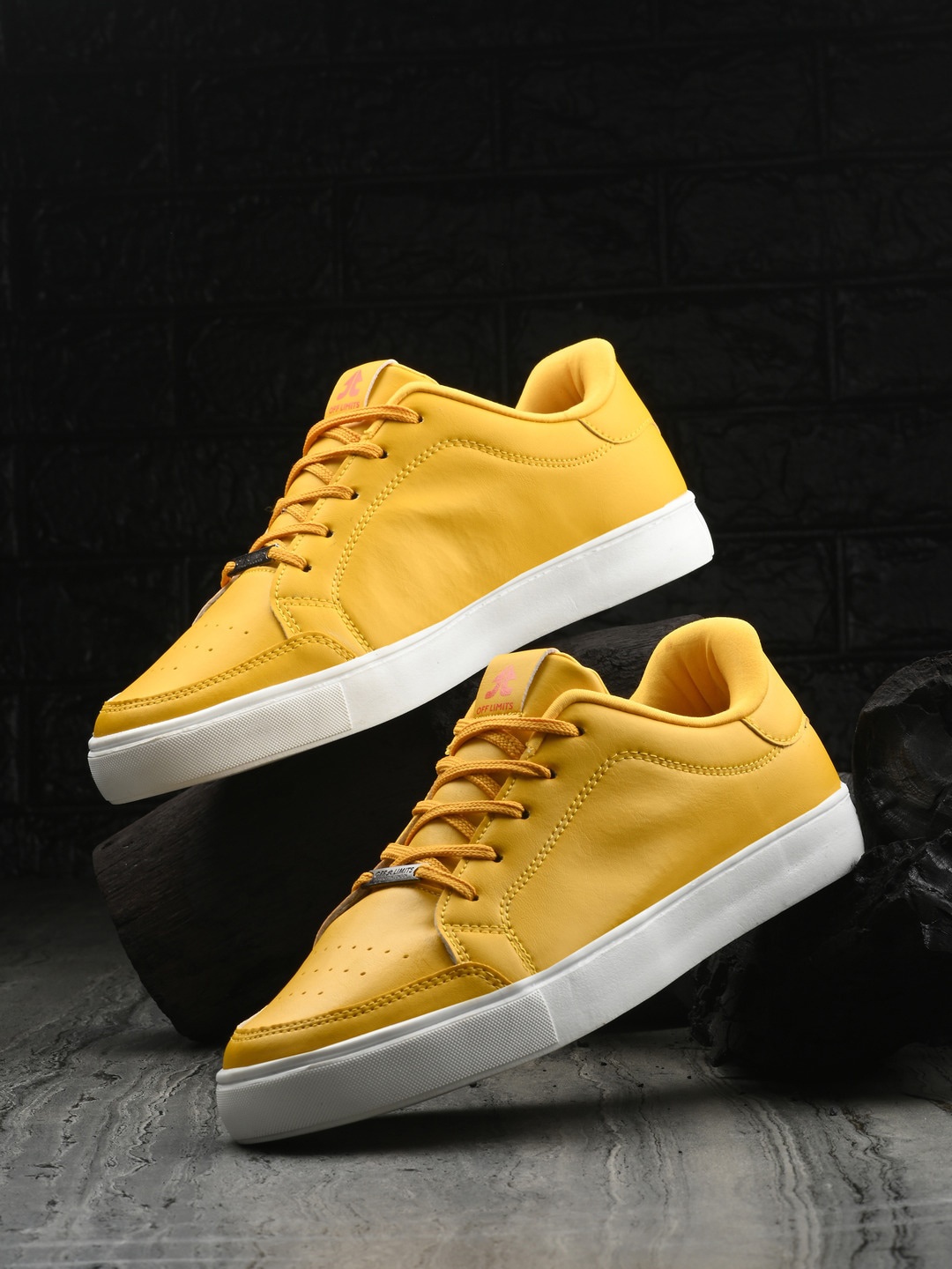 

OFF LIMITS Men Textured Comfort Insole Lace-Ups Sneakers, Yellow