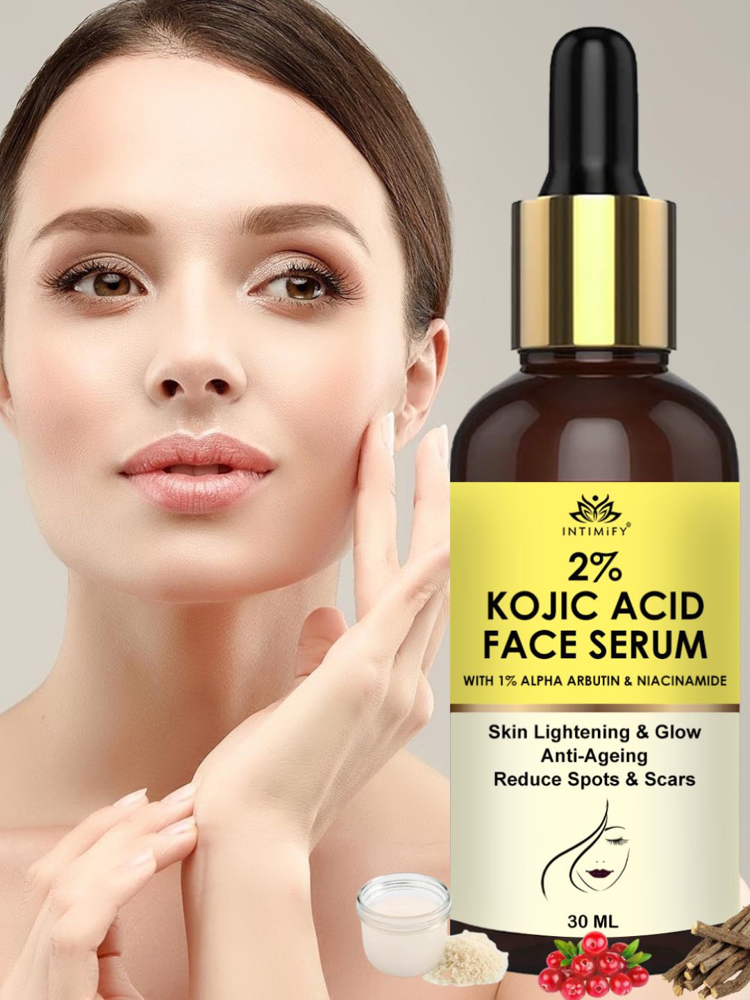 

INTIMIFY 2% Kojic Acid Serum Skin Perfecting Face Serum With Kojic Acid-30ml, Transparent