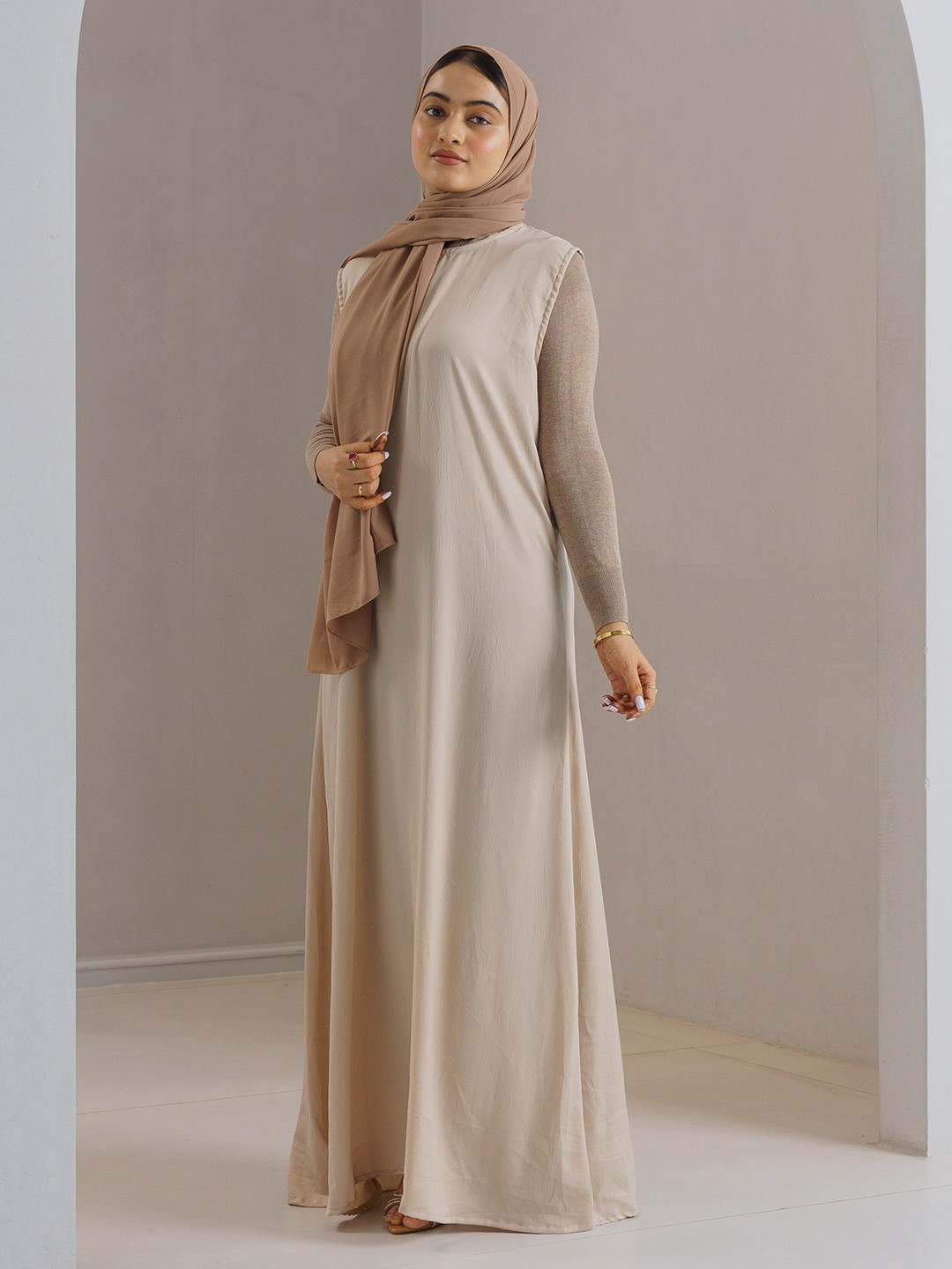 

Modest Essentials Satin Maxi Dress, Beige