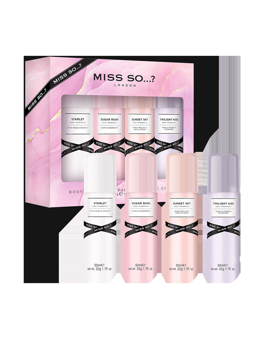 

SO Miss SO... Women 4-Pcs Starlet Sunset Sky Sugar Rush Twilight Kiss Mini Galore Mist, White