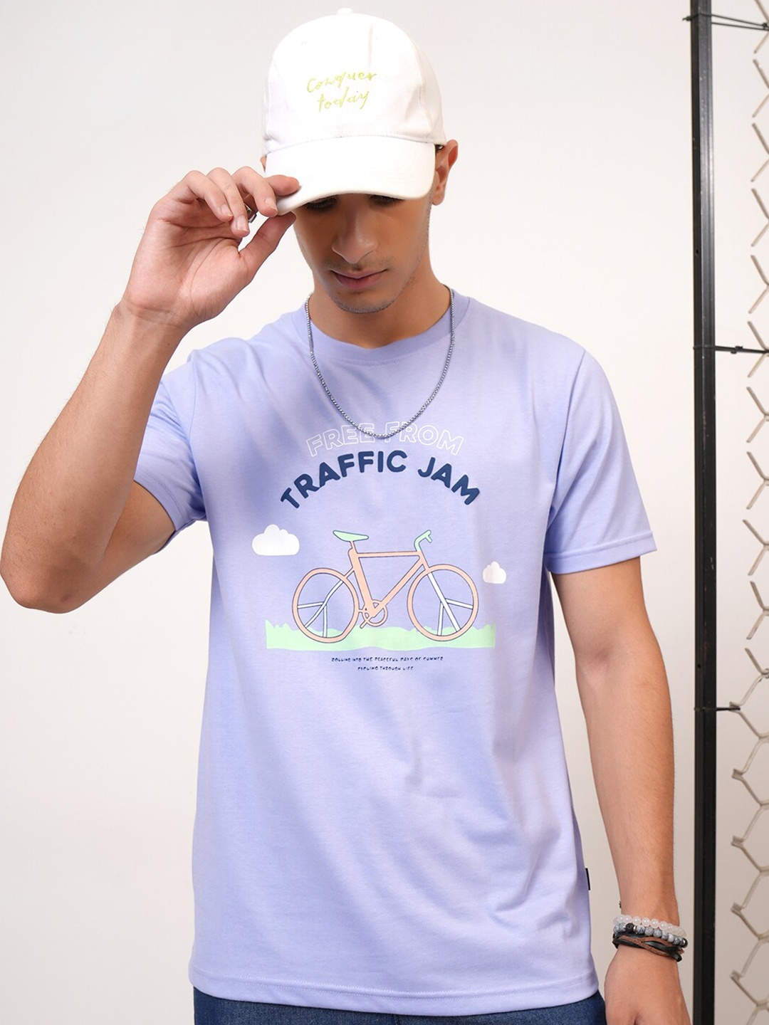 

HIGHLANDER Typography Printed Round Neck T-shirt, Lavender