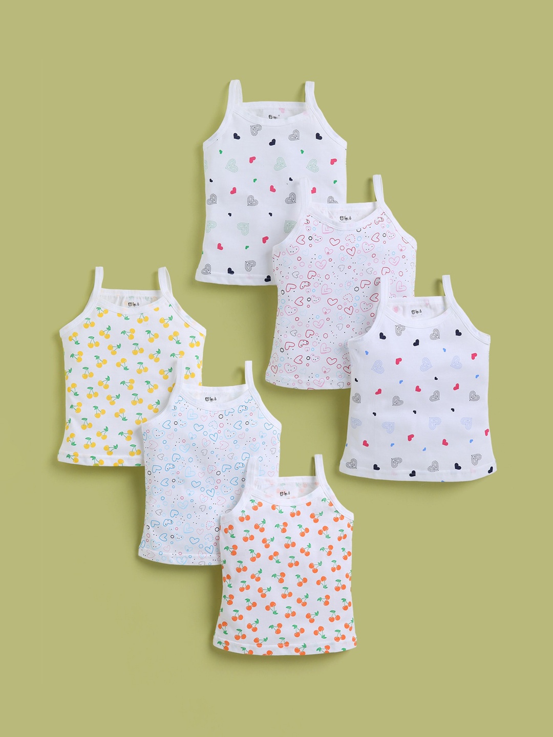 

Redden Girls Assorted Pack Of 6 Pure Cotton Camisoles
