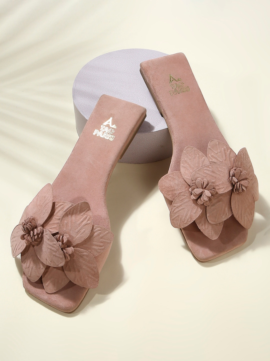 

Tao Paris Embellished Leather Open Toe Flats, Pink