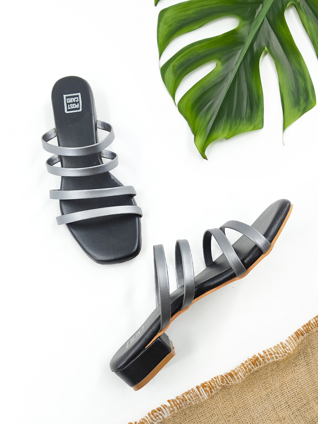 

POSTCARD Open Toe Block Heels, Metallic