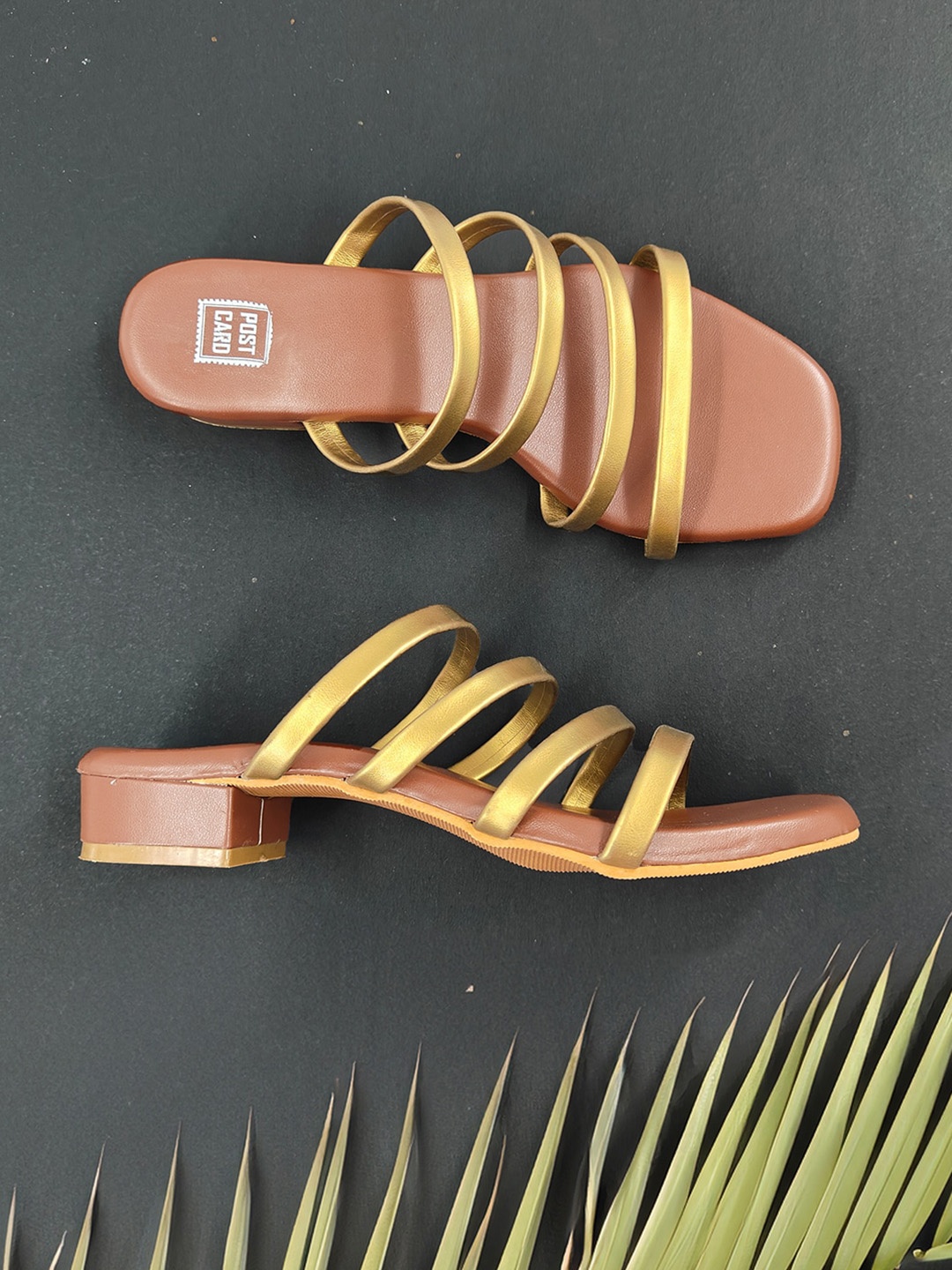 

POSTCARD Open Toe Block Heels, Metallic