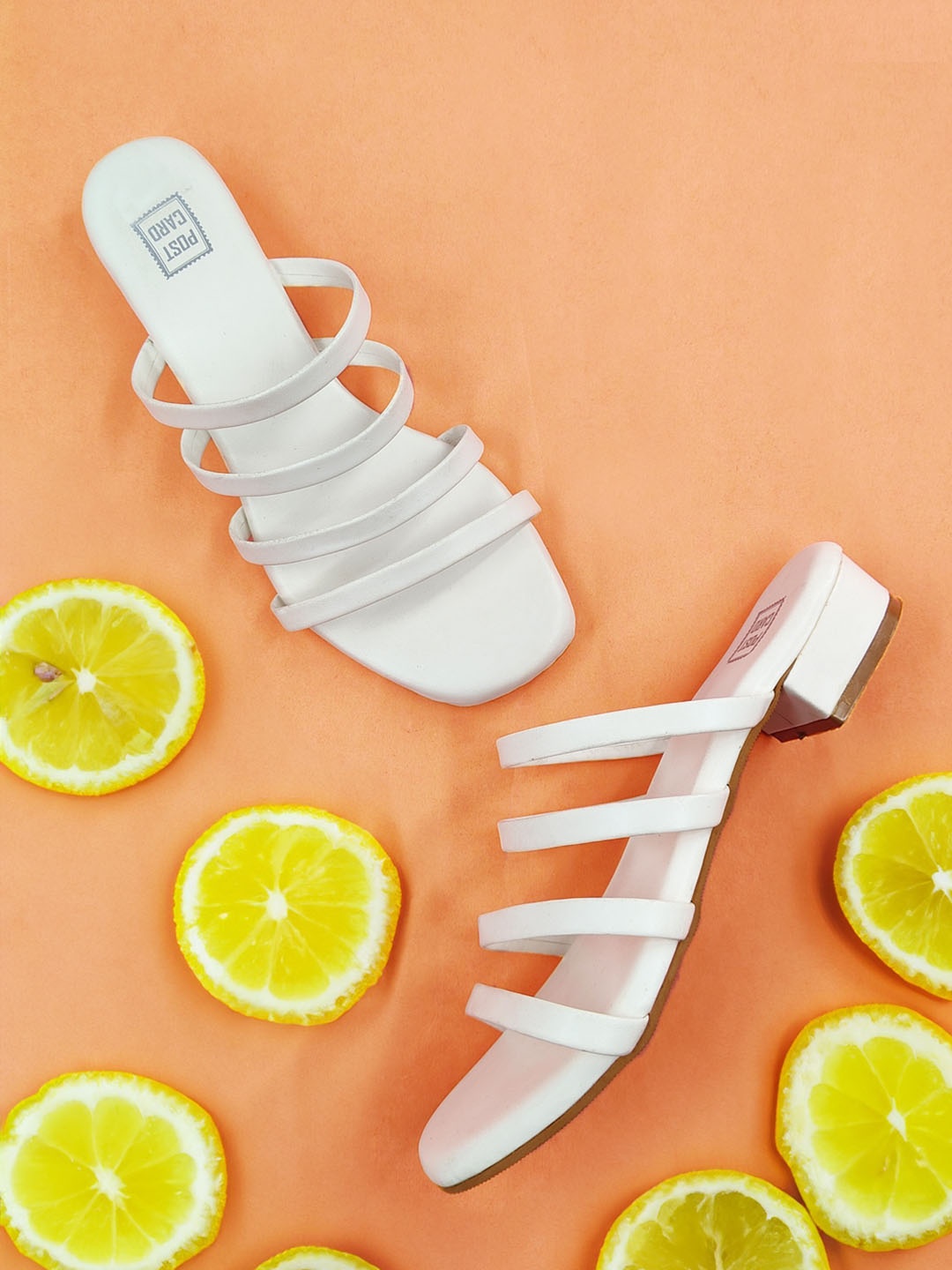 

POSTCARD Open Toe Block Heels, White