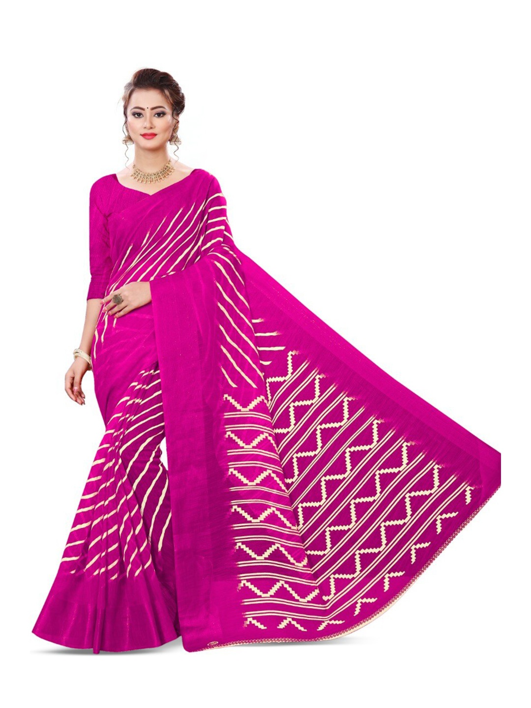 

Marabout Striped Ethnic Saree, Pink