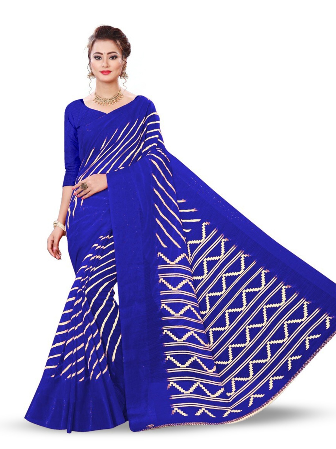 

Marabout Leheriya Printed Saree, Blue