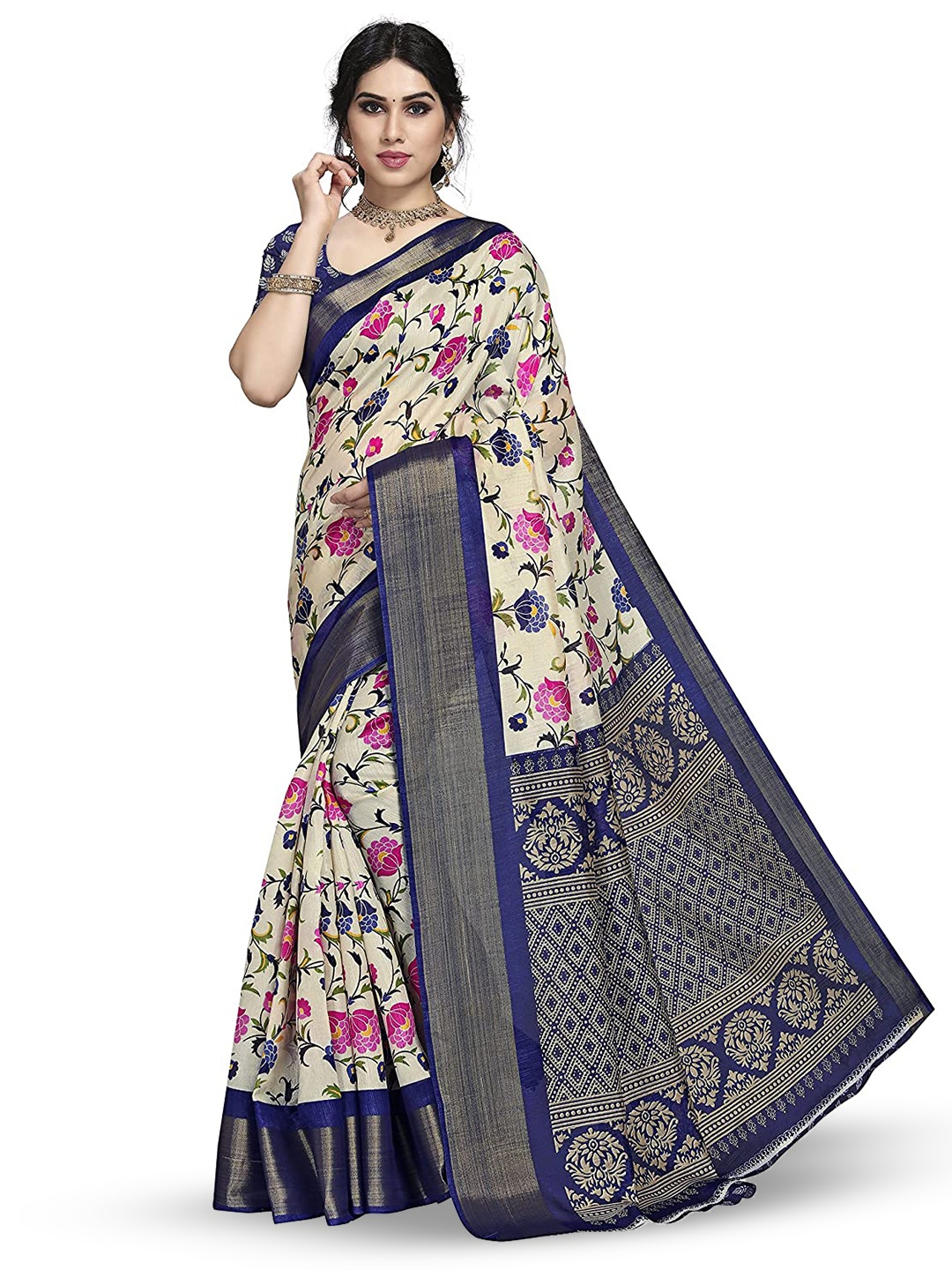 

Marabout Floral Woven Design Zari Banarasi Saree, Blue