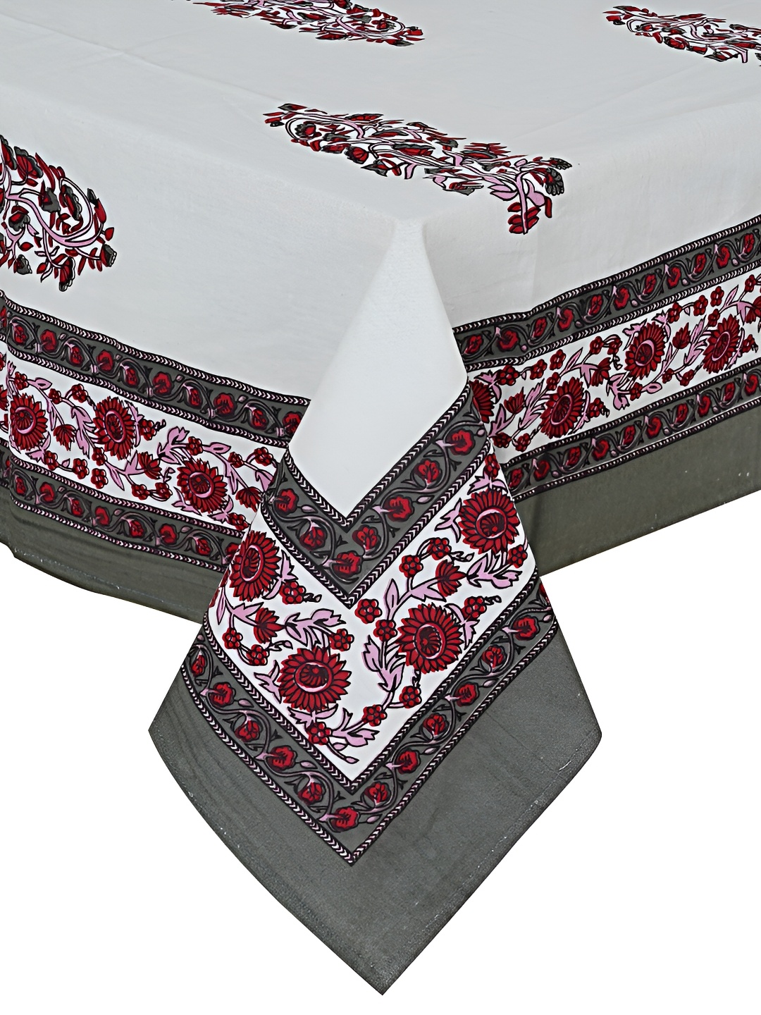 

SARYU HOMES White & Grey Ethnic Motifs Printed Cotton 210 TC Single Bedsheet