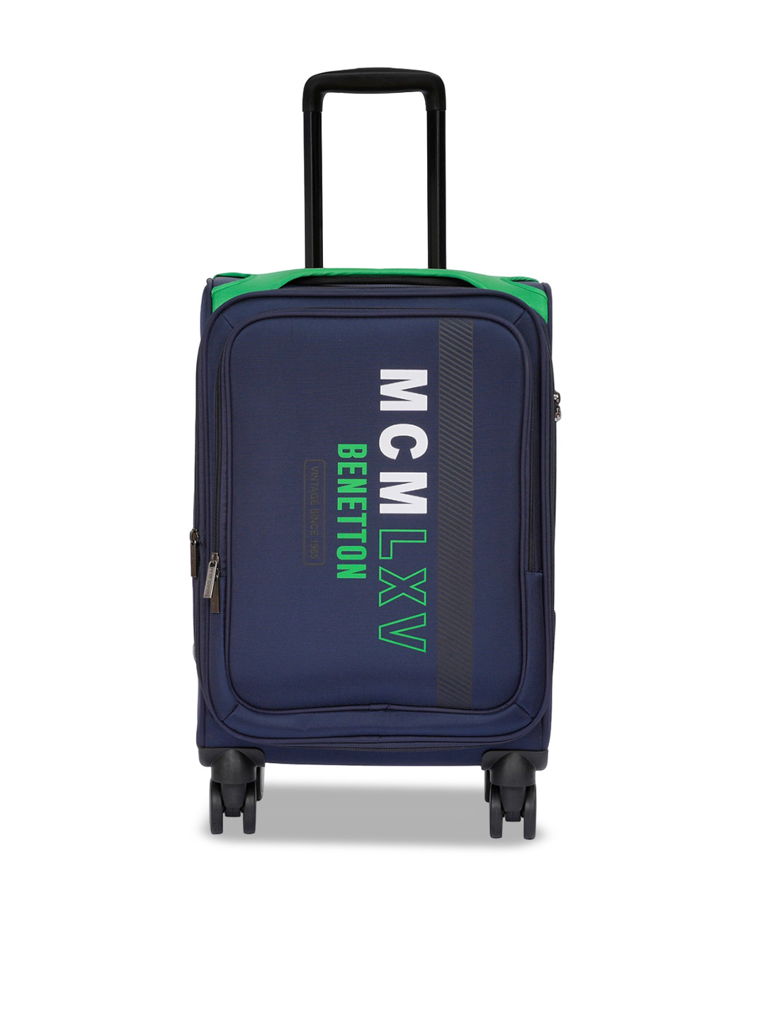 

United Colors of Benetton Topaz Printed Soft-Sided Trolley Suitcase, Navy blue