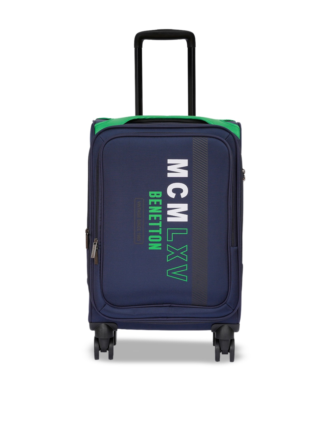 

United Colors of Benetton Printed Soft-Sided Check-In Trolley Bag, Navy blue