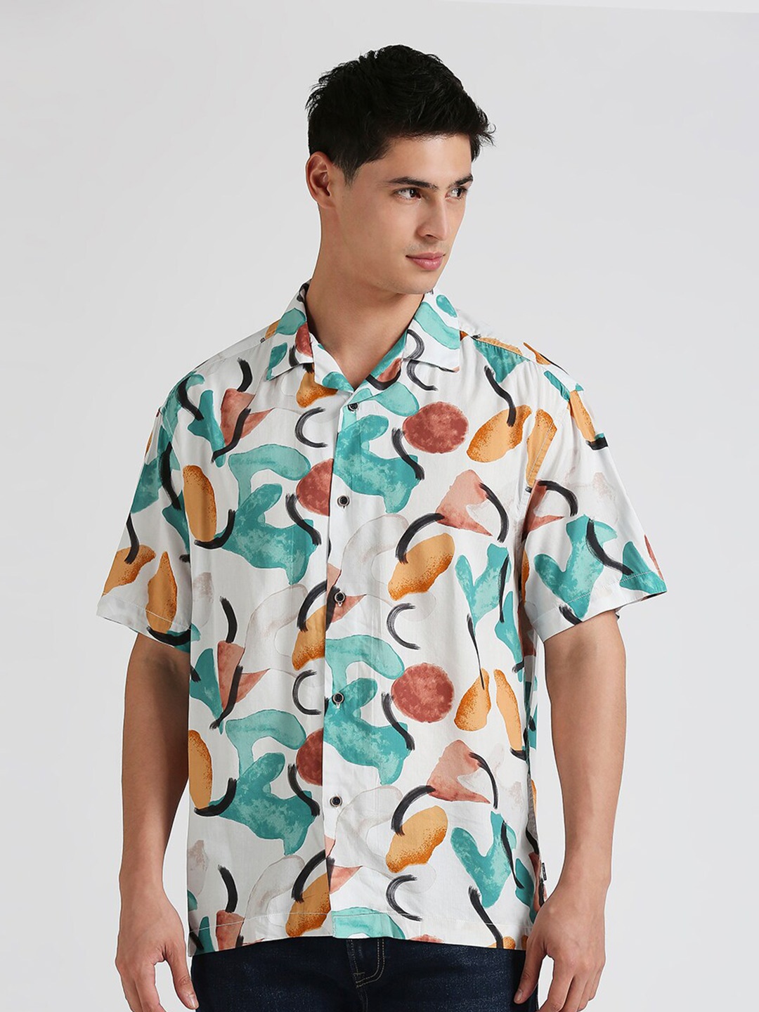 

Pepe Jeans Abstract Printed Relaxed Cotton Modal Casual Shirt, Green