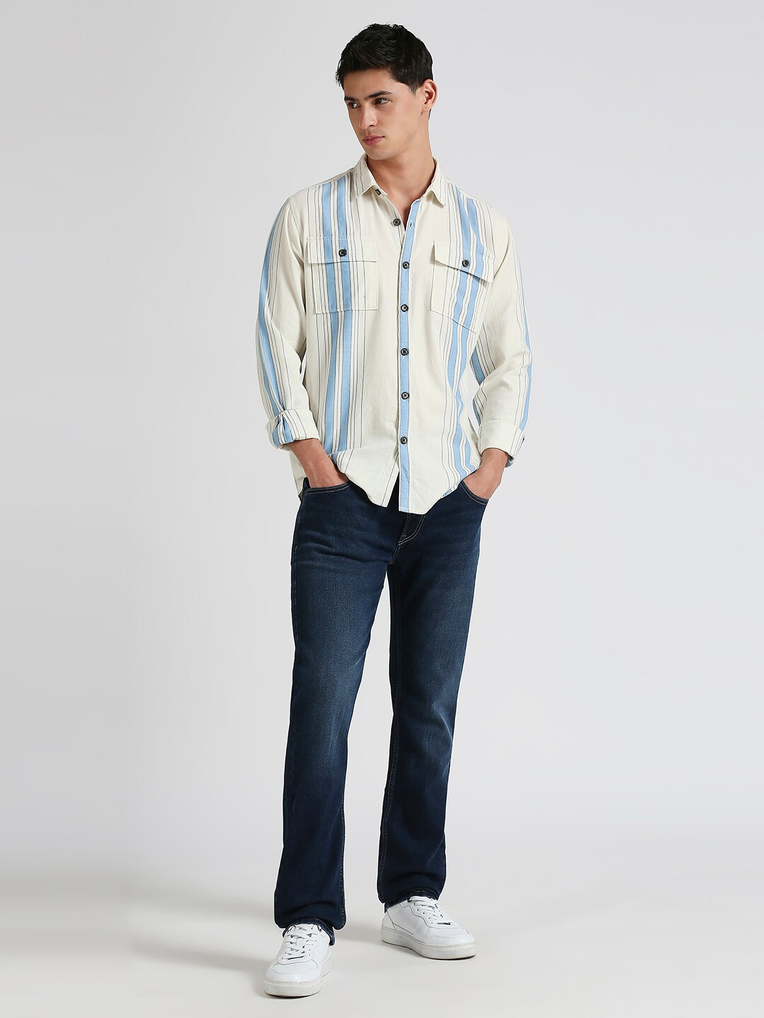 

Pepe Jeans Vertical Striped Pure Cotton Casual Shirt, White